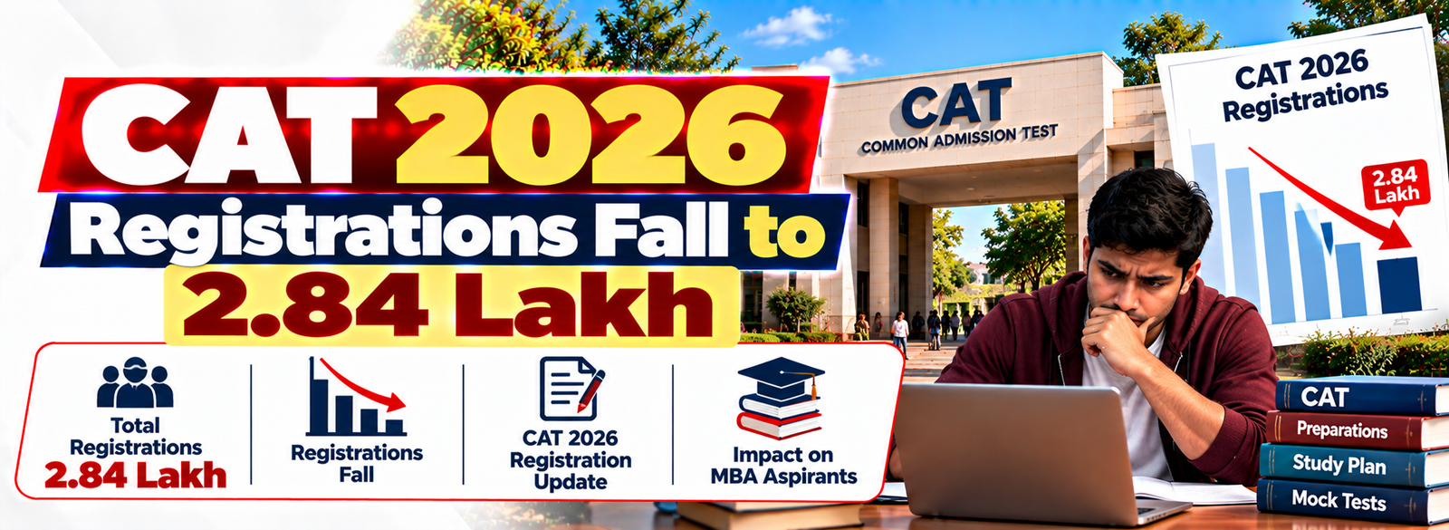CAT 2026 Registrations at 2.84 Lakh, Down 3.7% from Last Year